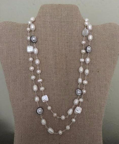 Pearl and rhinestone necklace