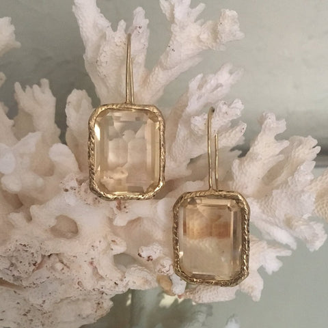 Gorgeous emerald cut crystal drop earrings