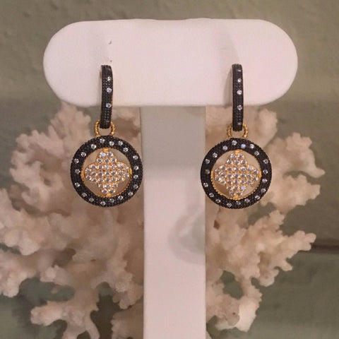 Round Pave Clover Half Hoop earrings