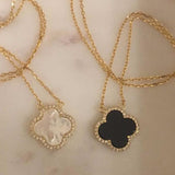 Mother of Pearl & Onyx Clover necklaces