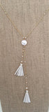 Pearl & leather lariat necklace