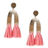 Raffia Tassel Earrings - Pink