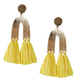 Raffia Tassel Earrings - yellow