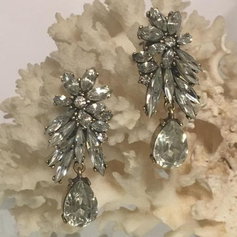 Rhinestone cluster drop earrings