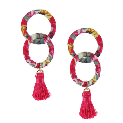 Fabric wrapped double hoop earring